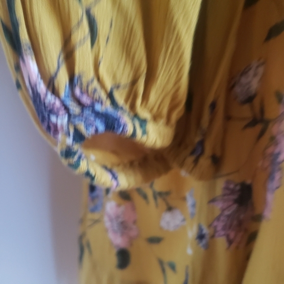 Chic Collection Mustard Floral Boho Dress Sz L - Picture 4 of 8